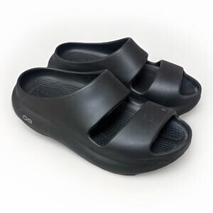 OOFOS Ooahh Recovery Slides Black Sandals Mens 7 Womens 9 Orthopedic Sport